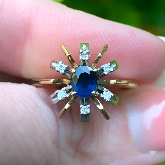 🔥SOLD🔥 14K Starburst Sapphire & Diamond Ring - Picture 3 of 8